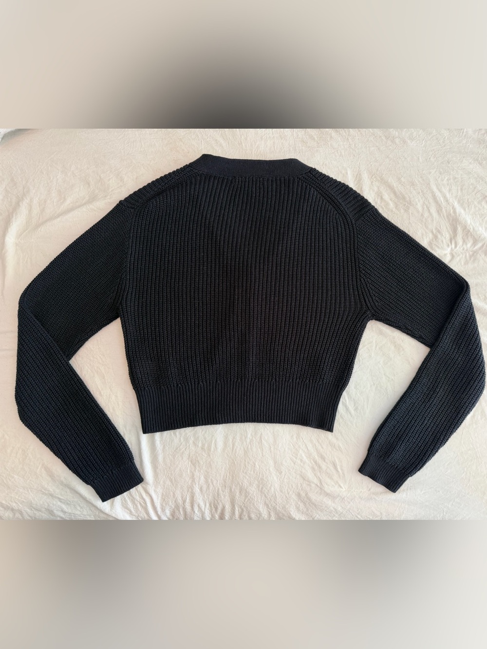 J. Crew Black Ribbed Cashmere Blend V-Neck Button-Front Cardigan - Picture 5 of 5